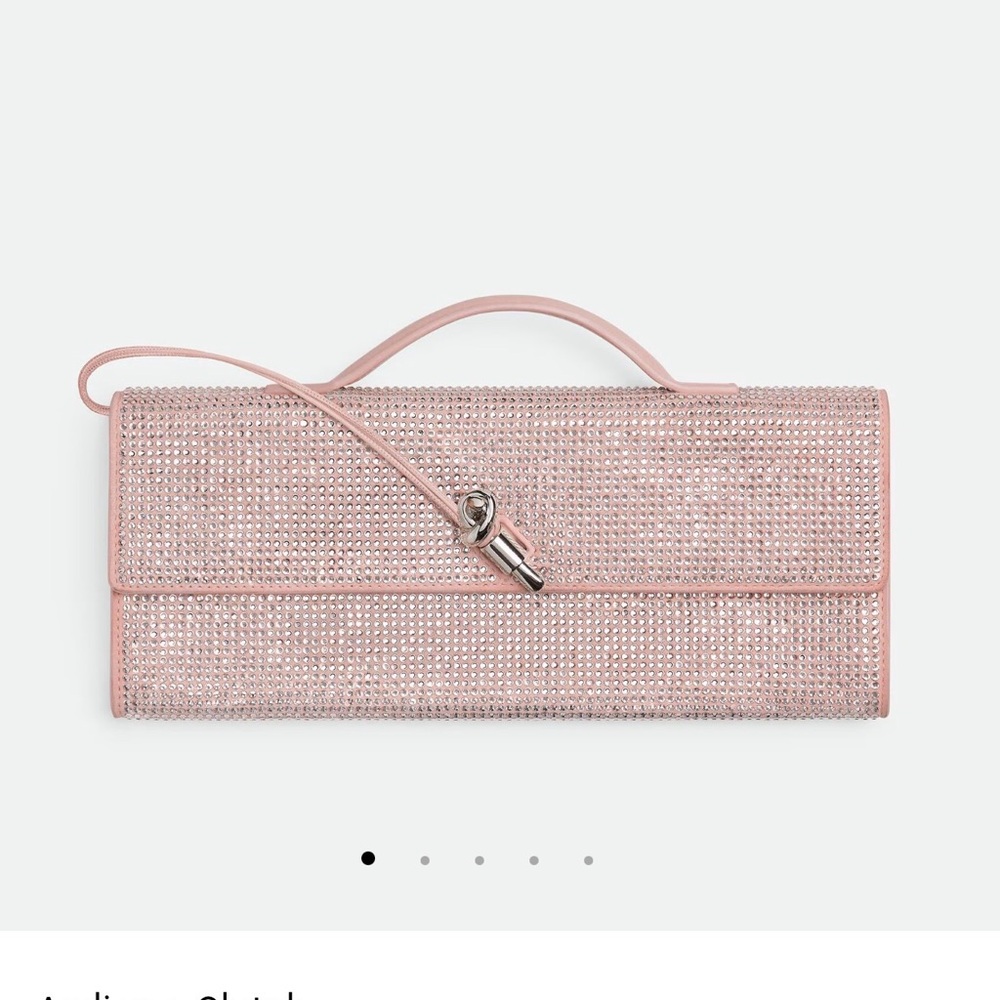 Bottega Andiamo Crystal-Embellished Pink  Clutch